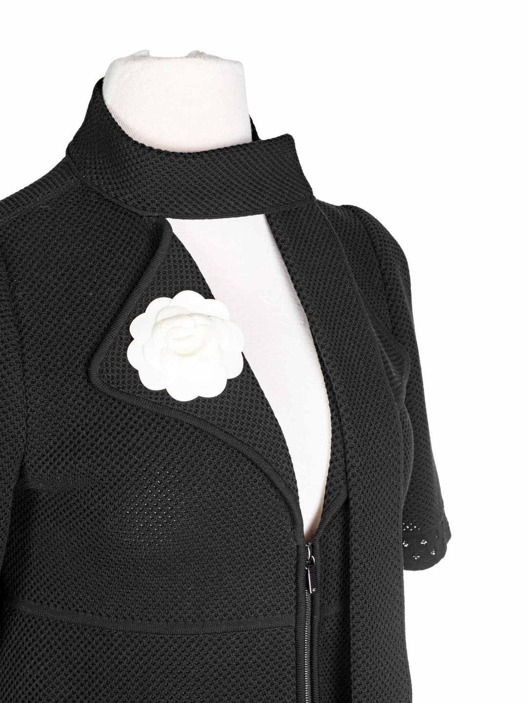 Top Quality Chanel Cotton Tweed Camellia Mini Dress Black