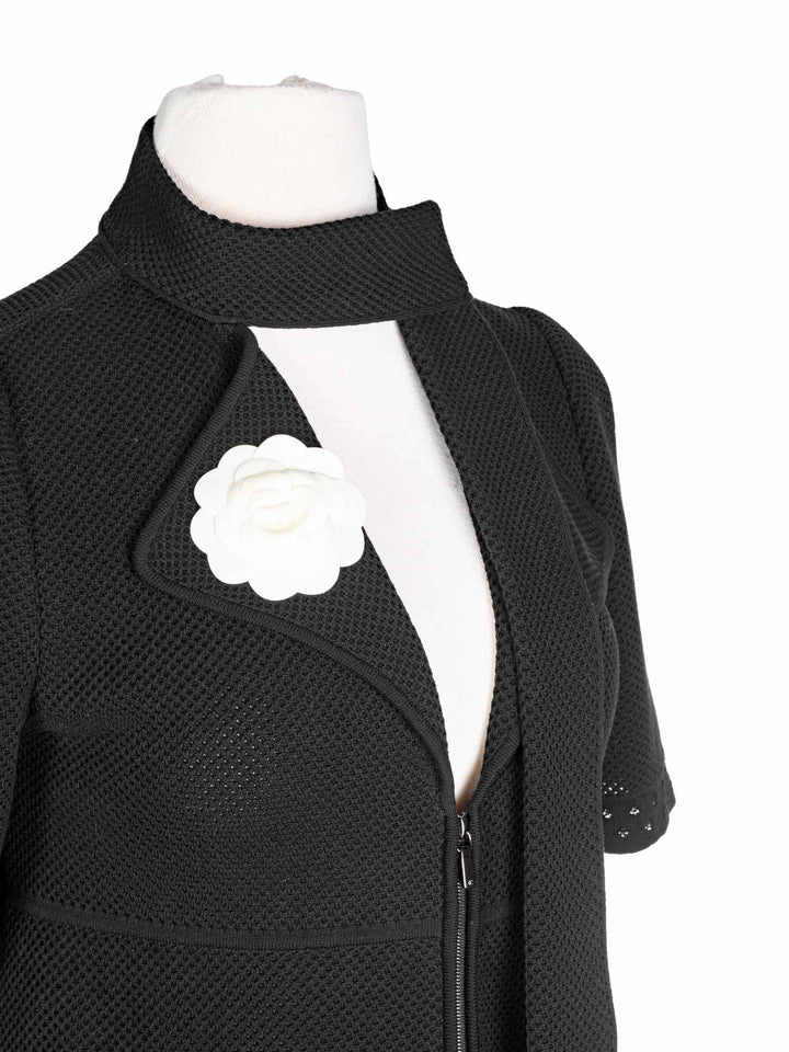 Top Quality Chanel Cotton Tweed Camellia Mini Dress Black