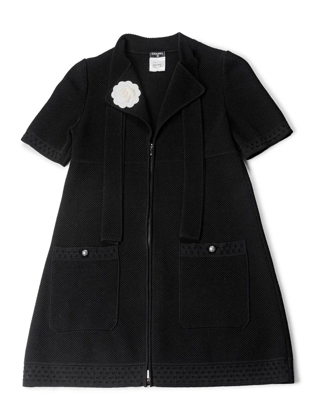 Top Quality Chanel Cotton Tweed Camellia Mini Dress Black