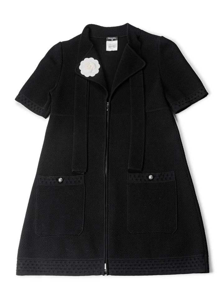 Top Quality Chanel Cotton Tweed Camellia Mini Dress Black