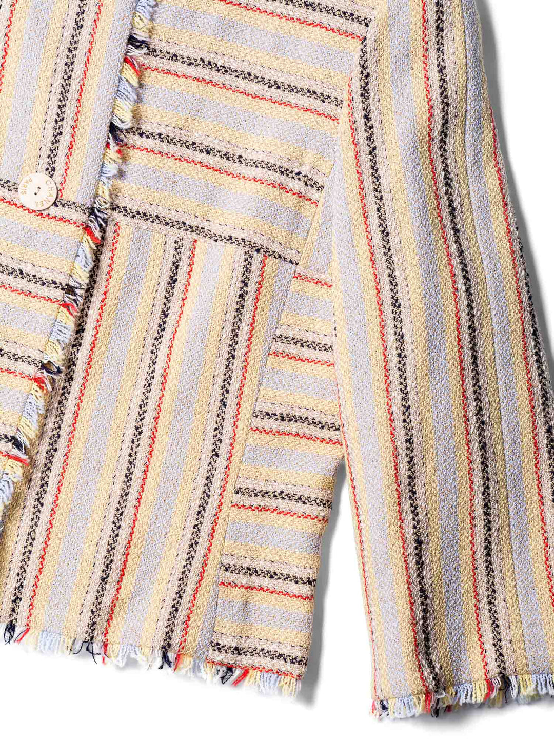 Top Quality Chanel Cotton Tweed Fringe Striped Jacket Multicolor