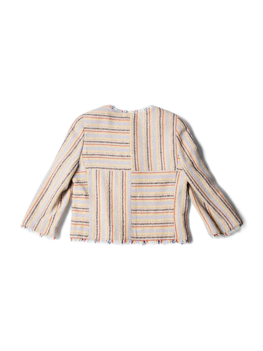 Top Quality Chanel Cotton Tweed Fringe Striped Jacket Multicolor