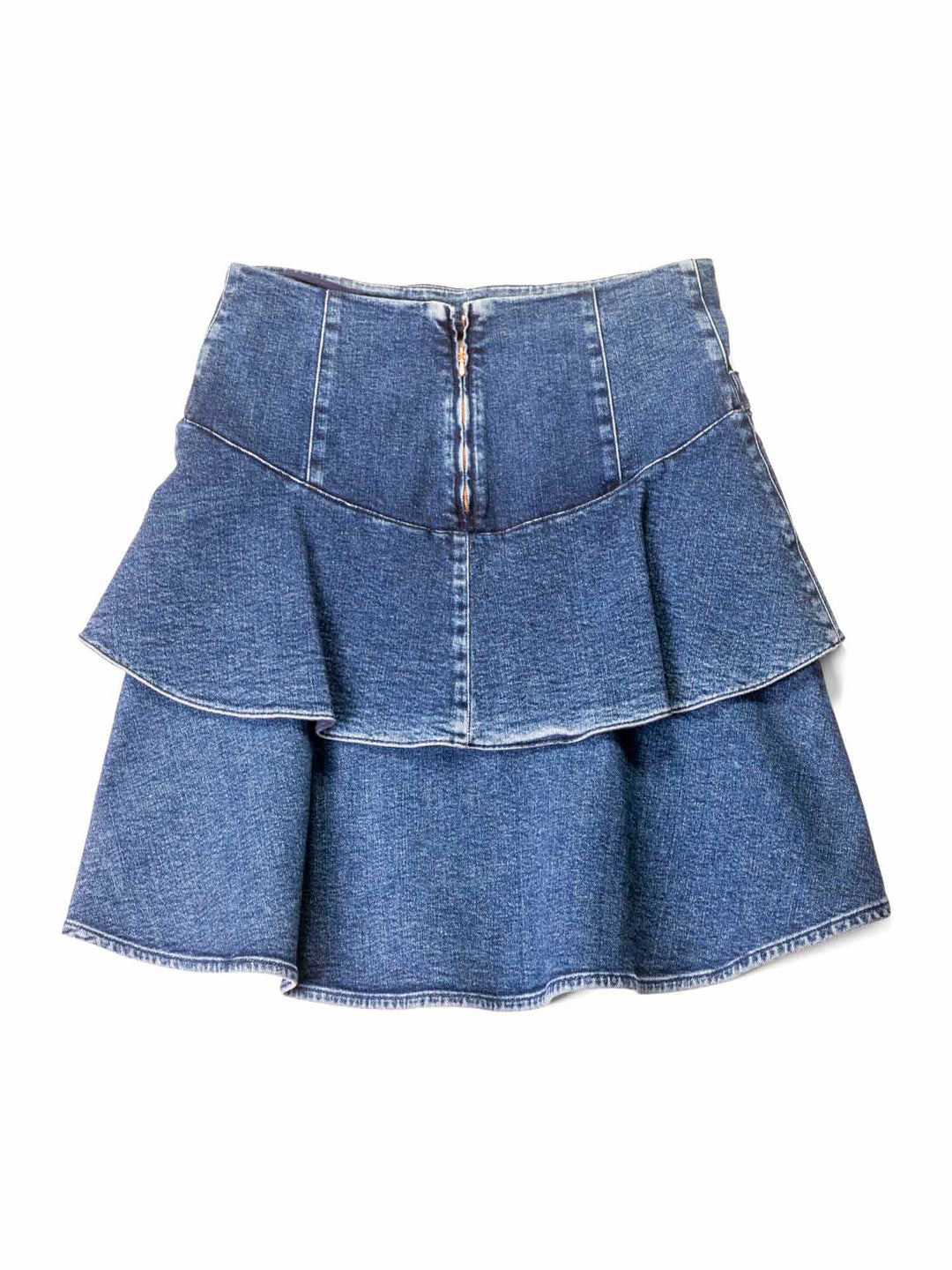 Top Quality Chanel Denim CC Logo Midi Skirt Blue