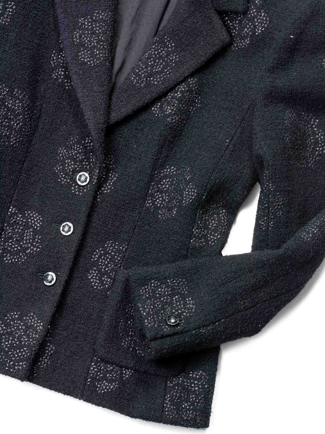 Top Quality Chanel Fantasy Tweed Camellia Flower Embroidered Jacket Black