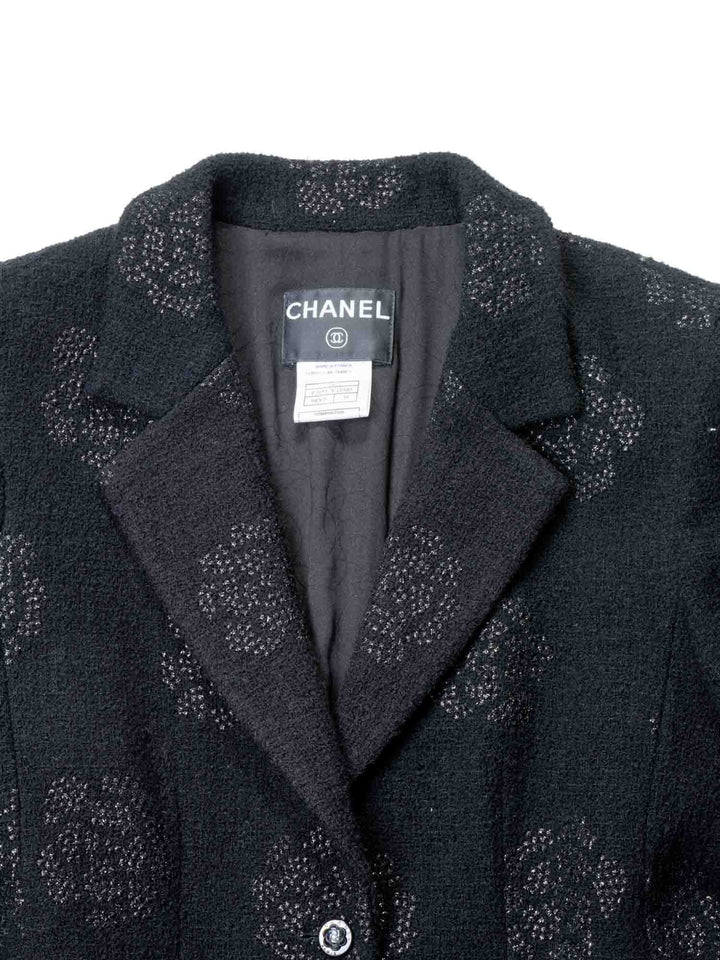 Top Quality Chanel Fantasy Tweed Camellia Flower Embroidered Jacket Black