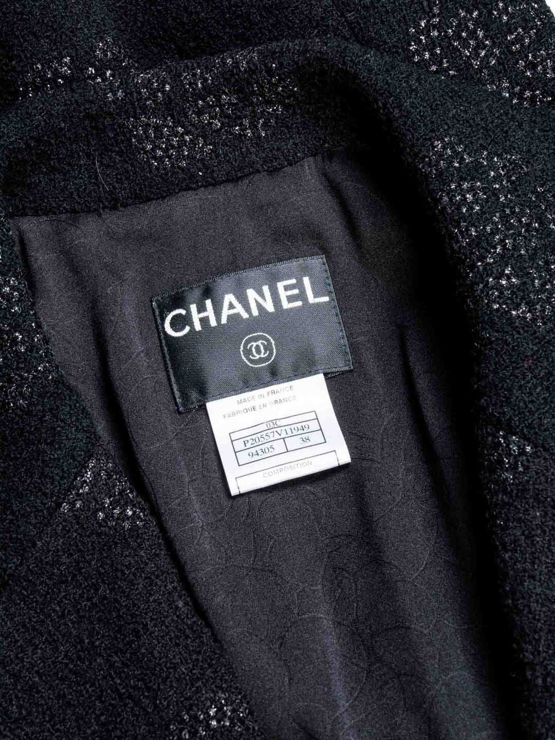 Top Quality Chanel Fantasy Tweed Camellia Flower Embroidered Jacket Black