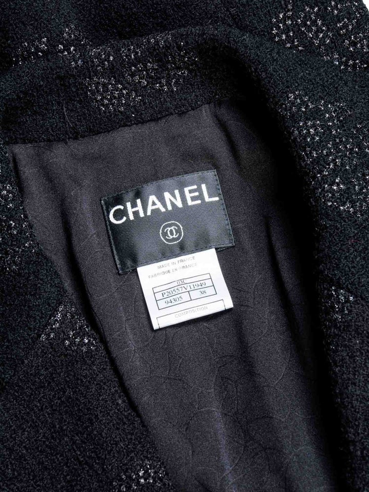 Top Quality Chanel Fantasy Tweed Camellia Flower Embroidered Jacket Black