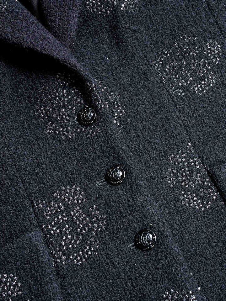 Top Quality Chanel Fantasy Tweed Camellia Flower Embroidered Jacket Black