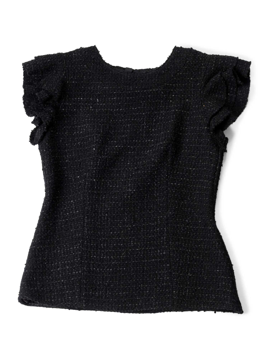 Top Quality Chanel Fantasy Tweed Ruffle Top Black