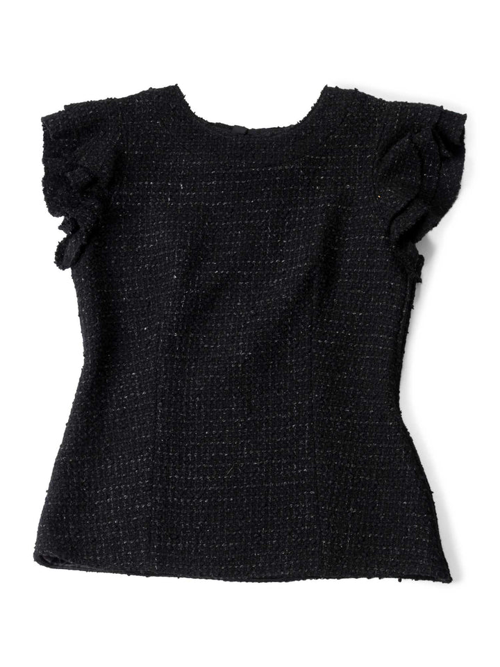 Top Quality Chanel Fantasy Tweed Ruffle Top Black