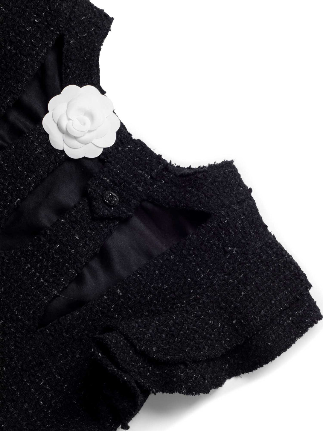 Top Quality Chanel Fantasy Tweed Ruffle Top Black