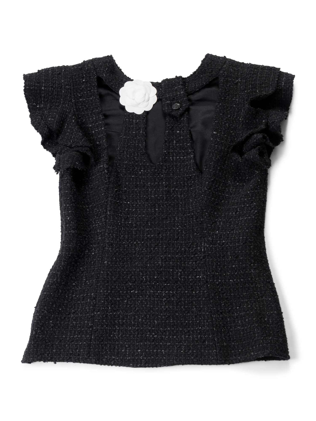 Top Quality Chanel Fantasy Tweed Ruffle Top Black