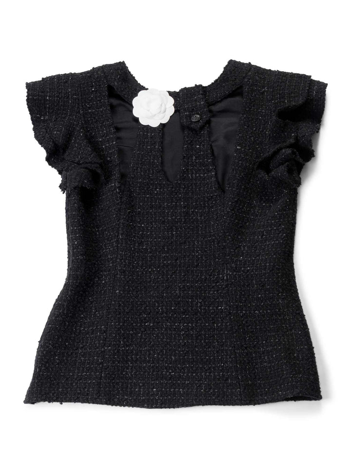 Top Quality Chanel Fantasy Tweed Ruffle Top Black