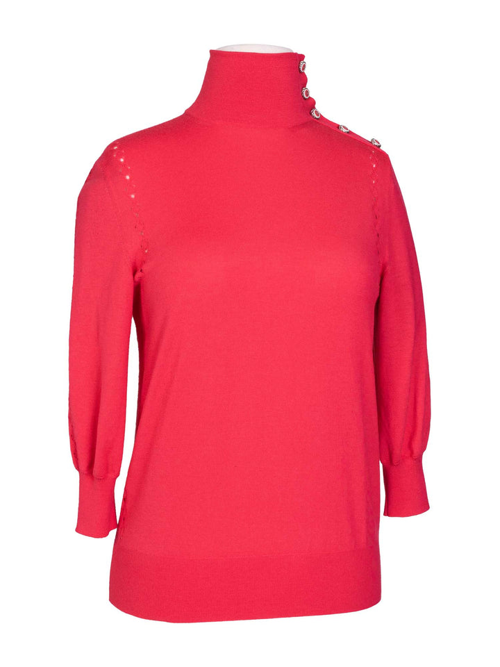 Top Quality Chanel Fine Wool CC Logo Turtleneck Sweater Pink