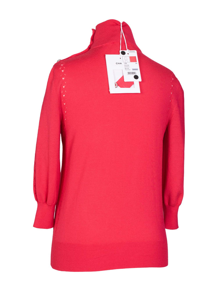Top Quality Chanel Fine Wool CC Logo Turtleneck Sweater Pink
