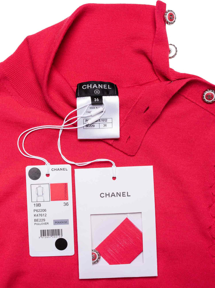 Top Quality Chanel Fine Wool CC Logo Turtleneck Sweater Pink
