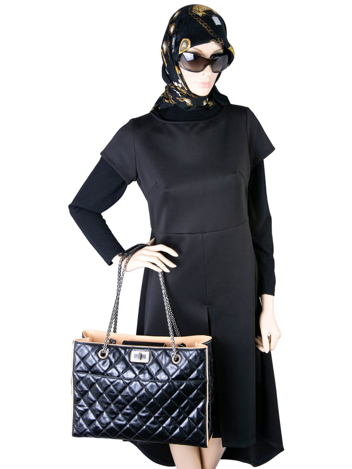 Top Quality Chanel Glazed Quilted Leather Reissue Shopper Bag Black Beige