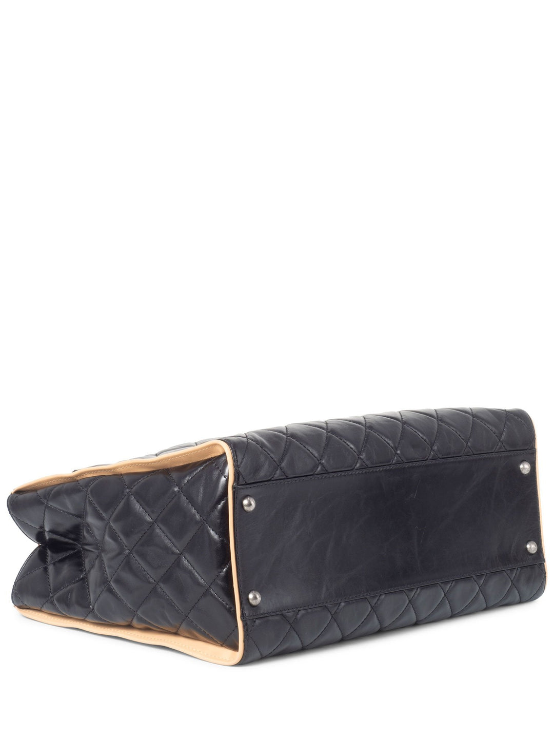 Top Quality Chanel Glazed Quilted Leather Reissue Shopper Bag Black Beige
