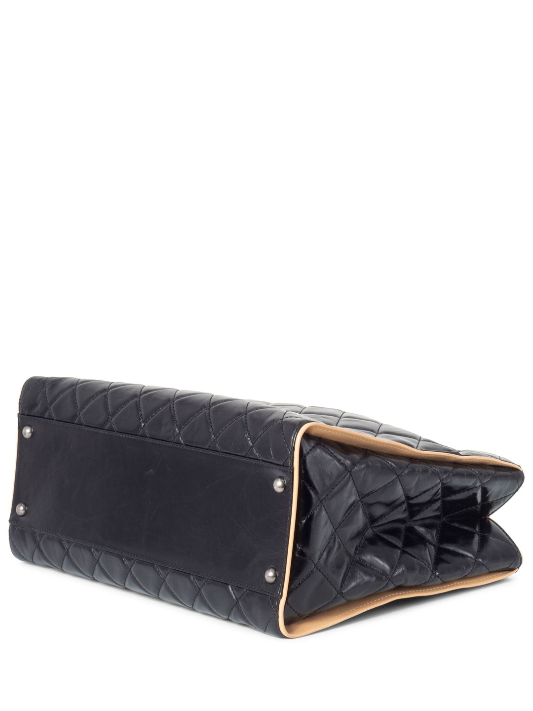 Top Quality Chanel Glazed Quilted Leather Reissue Shopper Bag Black Beige