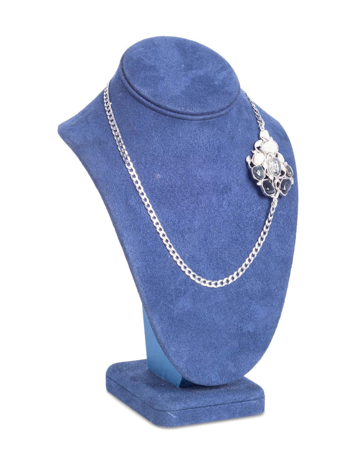 Top Quality Chanel Gripoix Cabochon Silver Pearl Necklace White Black