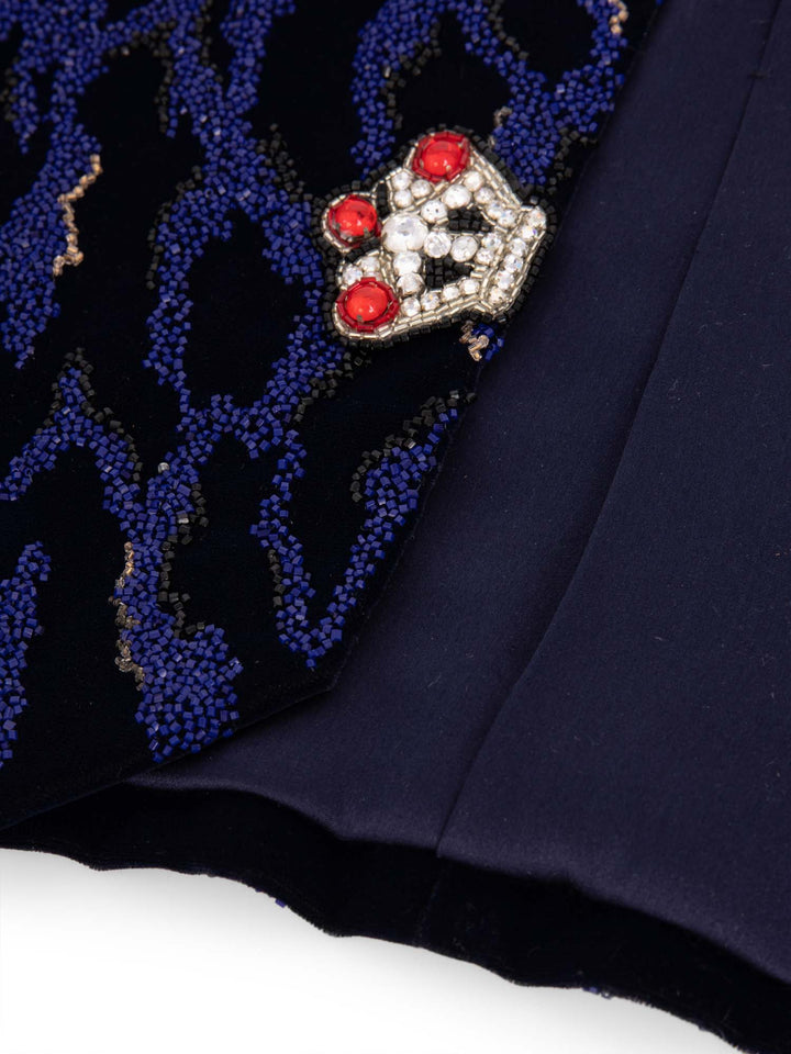 Top Quality Chanel Haute Couture Beaded Swarovski Fitted Jacket Blue