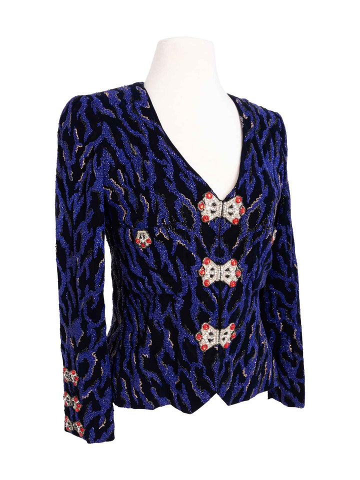 Top Quality Chanel Haute Couture Beaded Swarovski Fitted Jacket Blue