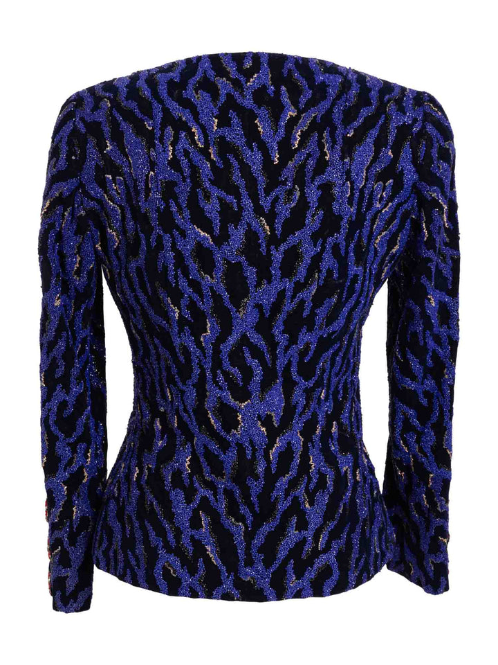 Top Quality Chanel Haute Couture Beaded Swarovski Fitted Jacket Blue