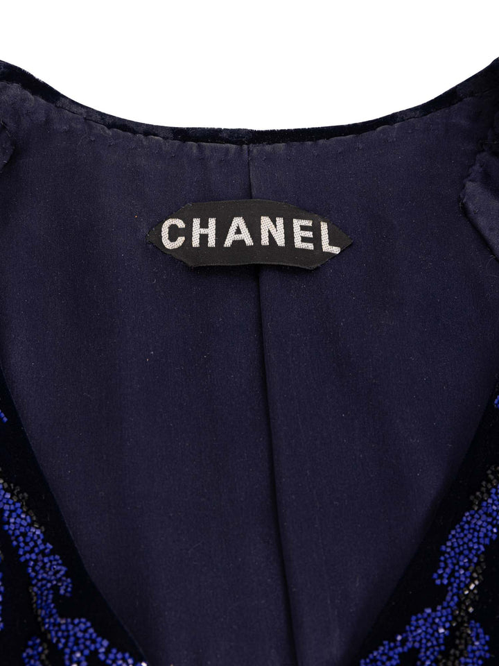 Top Quality Chanel Haute Couture Beaded Swarovski Fitted Jacket Blue