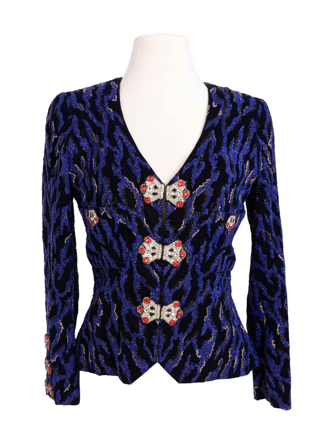 Top Quality Chanel Haute Couture Beaded Swarovski Fitted Jacket Blue