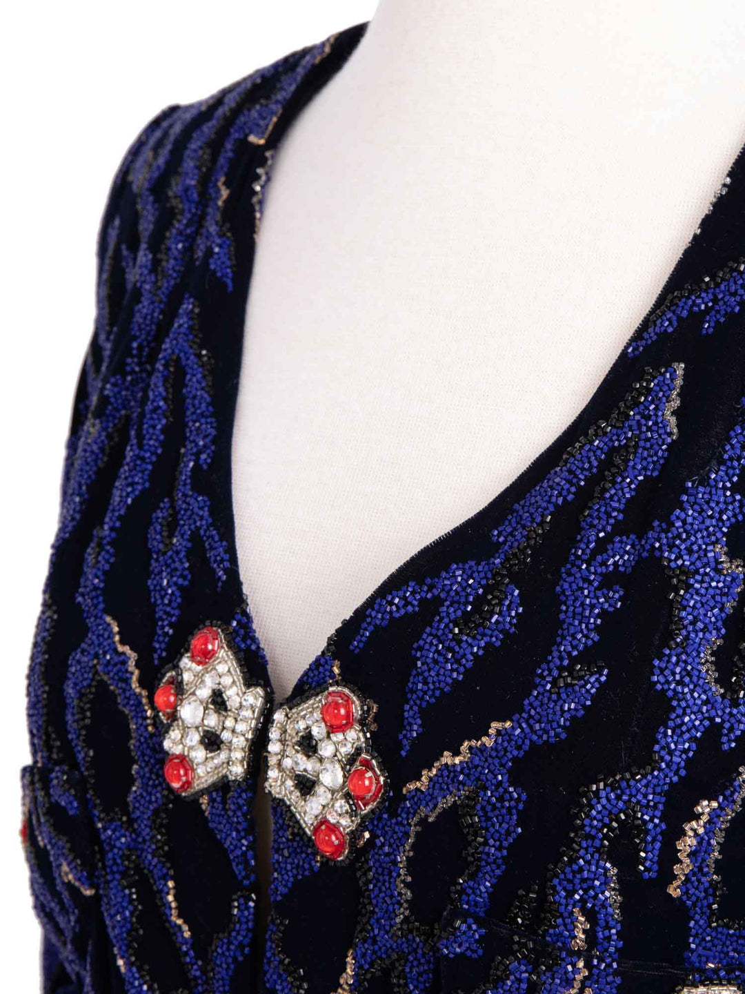 Top Quality Chanel Haute Couture Beaded Swarovski Fitted Jacket Blue