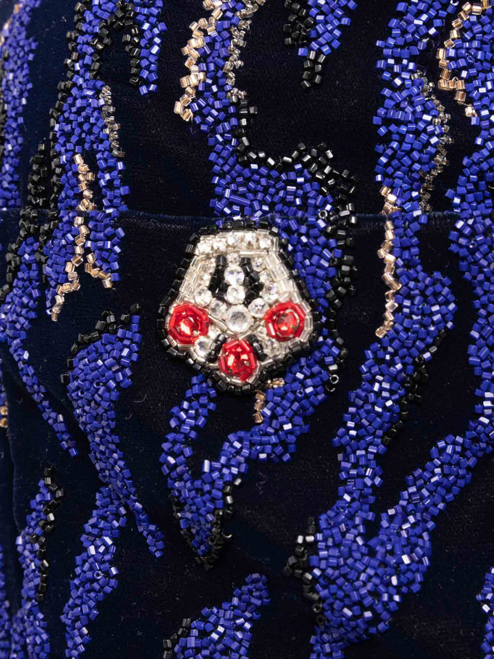 Top Quality Chanel Haute Couture Beaded Swarovski Fitted Jacket Blue