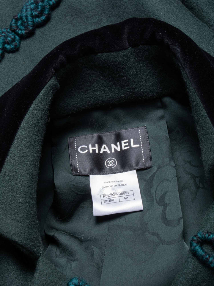 Top Quality Chanel Haute Couture Gripoix Embroidered Wool Velvet Cropped Jacket Green