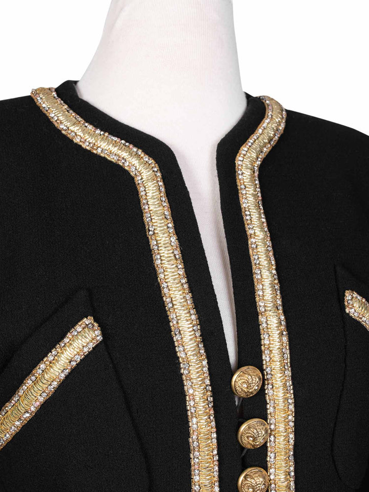 Top Quality Chanel Haute Couture Tweed Swarovski Crystal Fitted Jacket Black