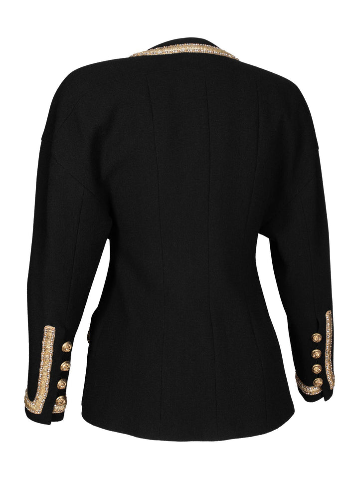 Top Quality Chanel Haute Couture Tweed Swarovski Crystal Fitted Jacket Black