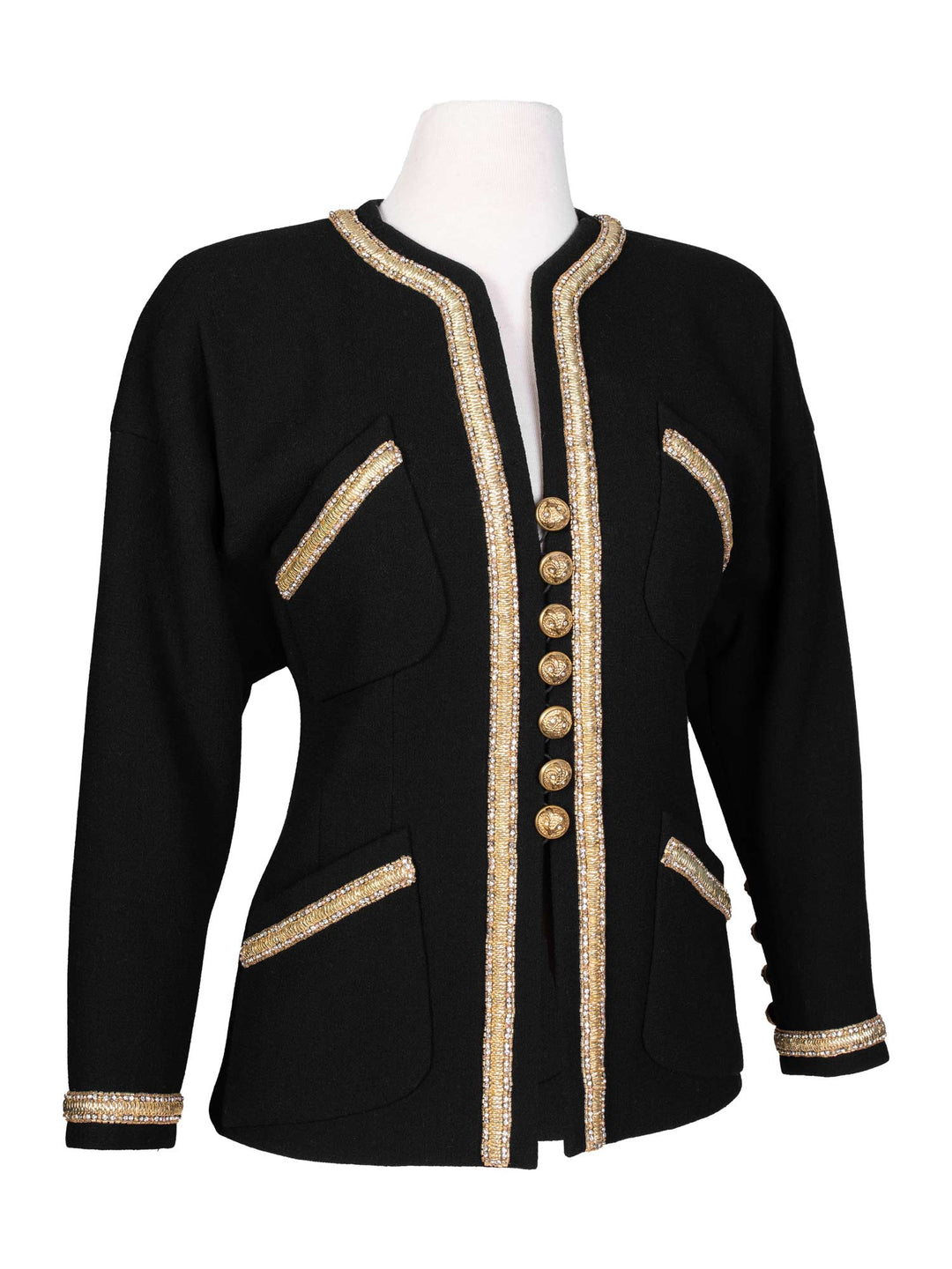 Top Quality Chanel Haute Couture Tweed Swarovski Crystal Fitted Jacket Black