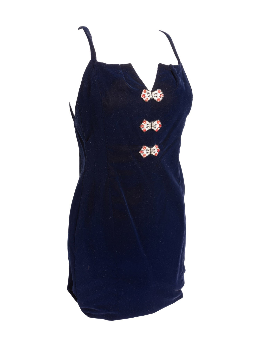 Top Quality Chanel Haute Couture Velvet Swarovski Fitted Dress Blue