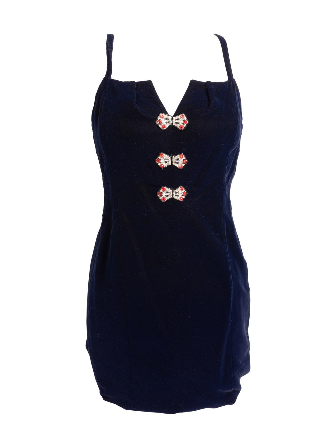 Top Quality Chanel Haute Couture Velvet Swarovski Fitted Dress Blue