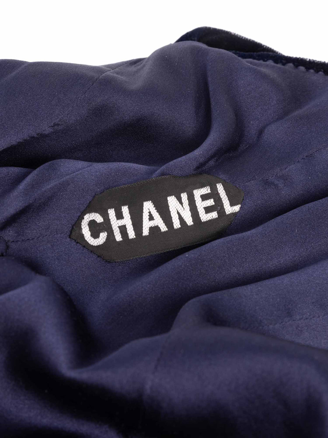 Top Quality Chanel Haute Couture Velvet Swarovski Fitted Dress Blue