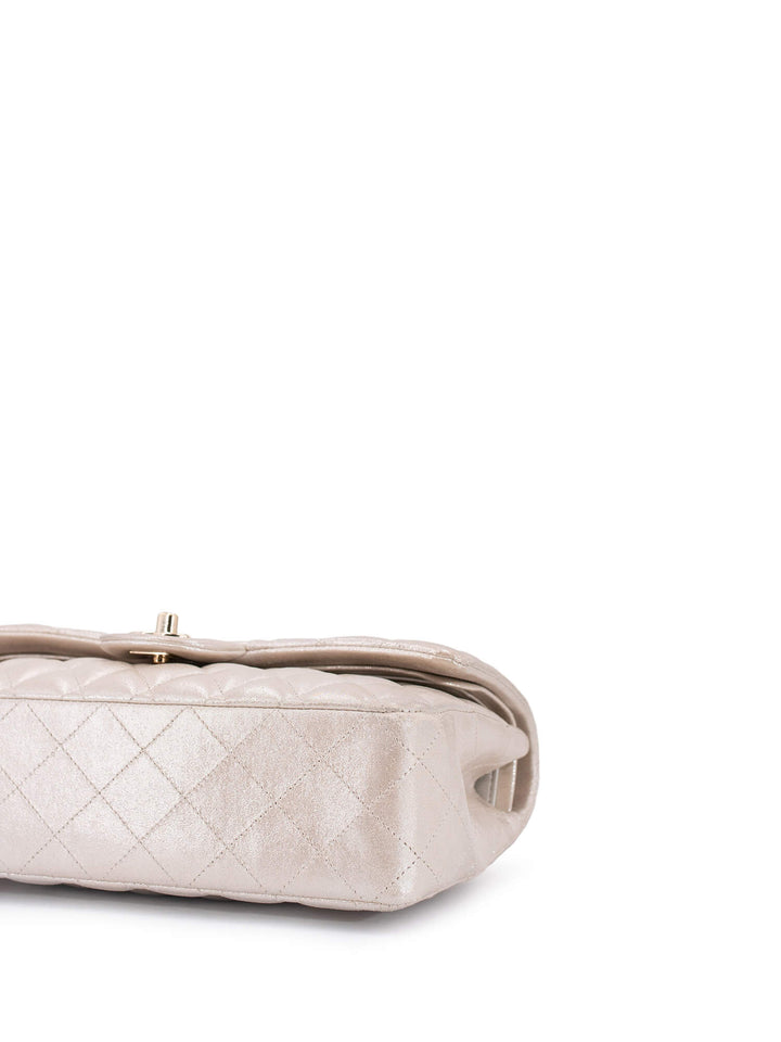 Top Quality Chanel Iridescent Satin Lambskin Quilted Medium Double Flap Bag Gold