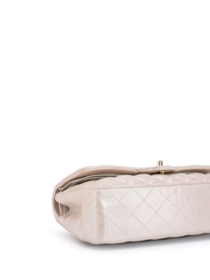 Top Quality Chanel Iridescent Satin Lambskin Quilted Medium Double Flap Bag Gold