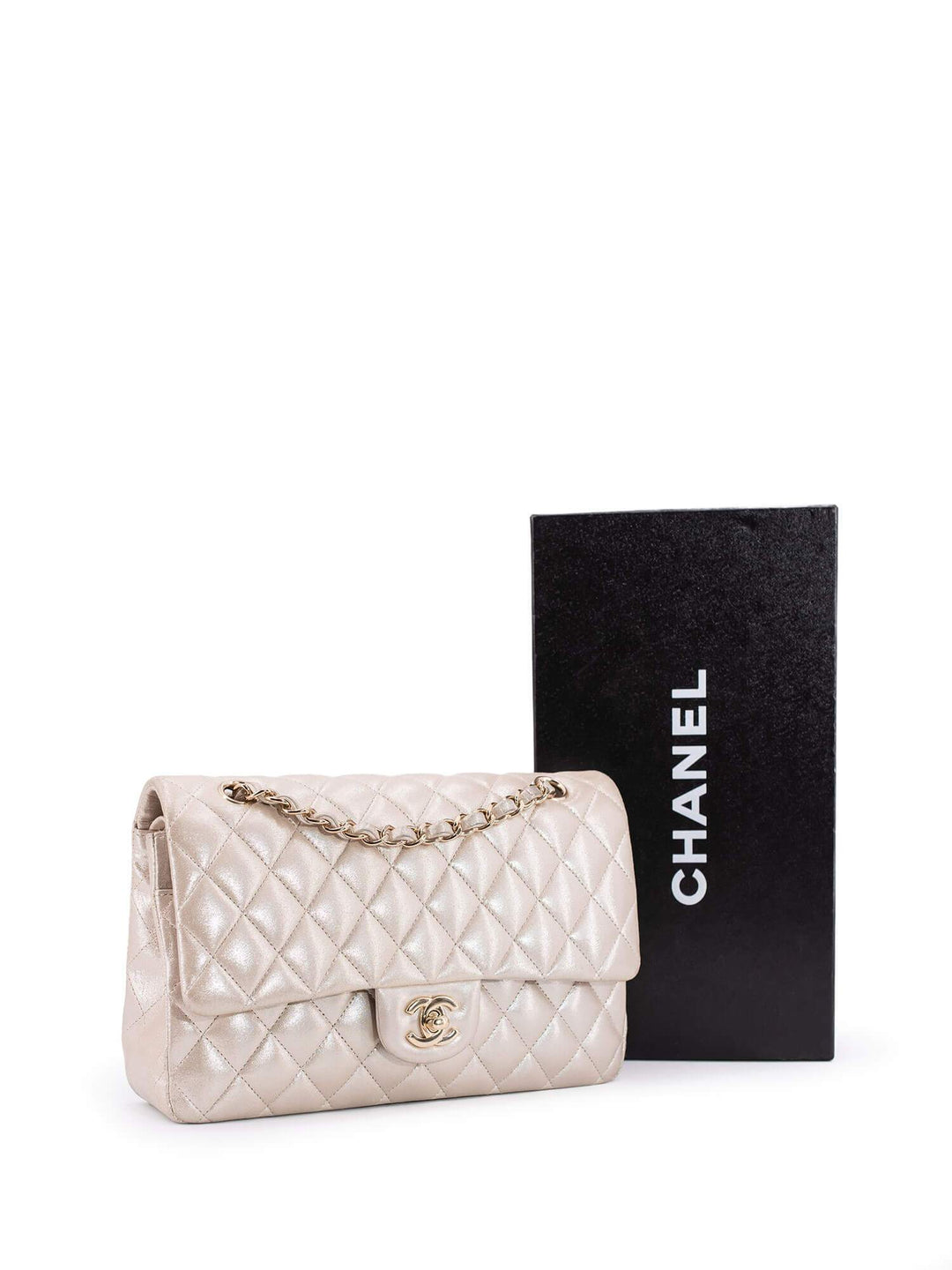Top Quality Chanel Iridescent Satin Lambskin Quilted Medium Double Flap Bag Gold