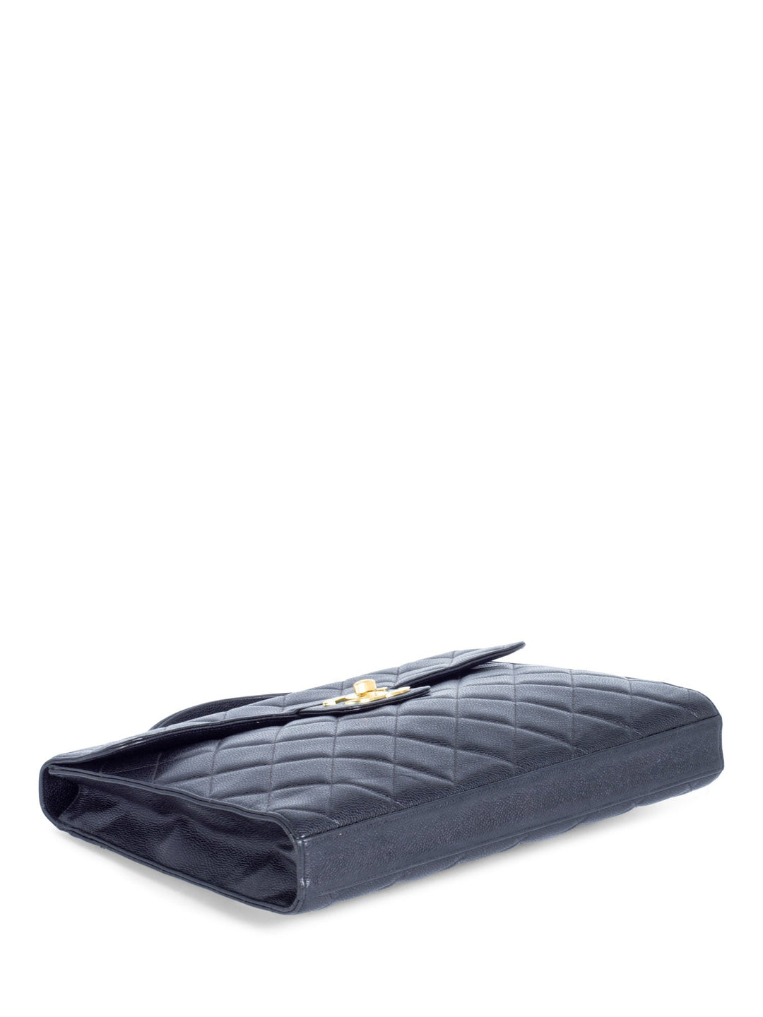 Top Quality Chanel Jumbo CC Logo 24K Gold Plated Quilted Caviar Leather Flap Bag Black