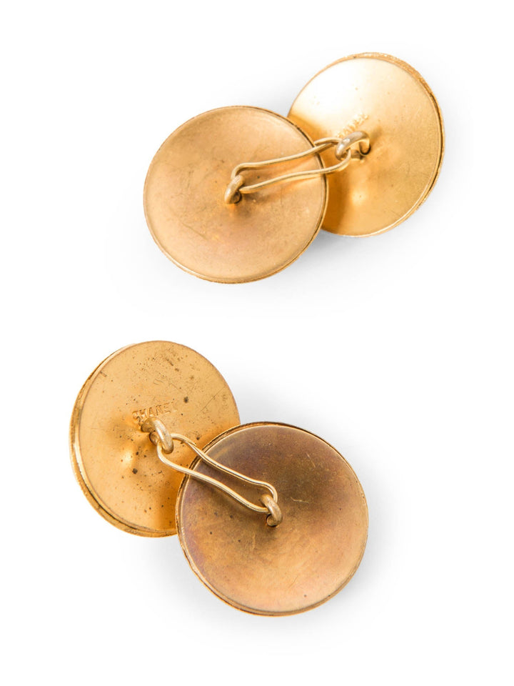 Top Quality Chanel Jumbo CC Logo 24k Gold Plated Dual Cufflinks