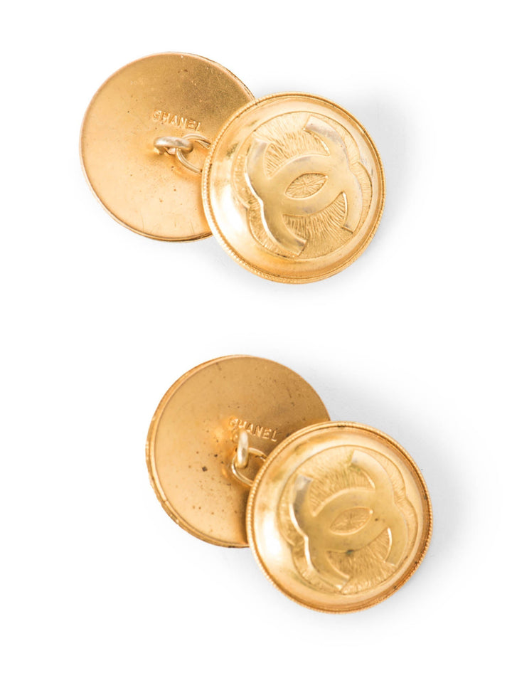 Top Quality Chanel Jumbo CC Logo 24k Gold Plated Dual Cufflinks