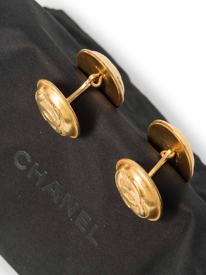 Top Quality Chanel Jumbo CC Logo 24k Gold Plated Dual Cufflinks