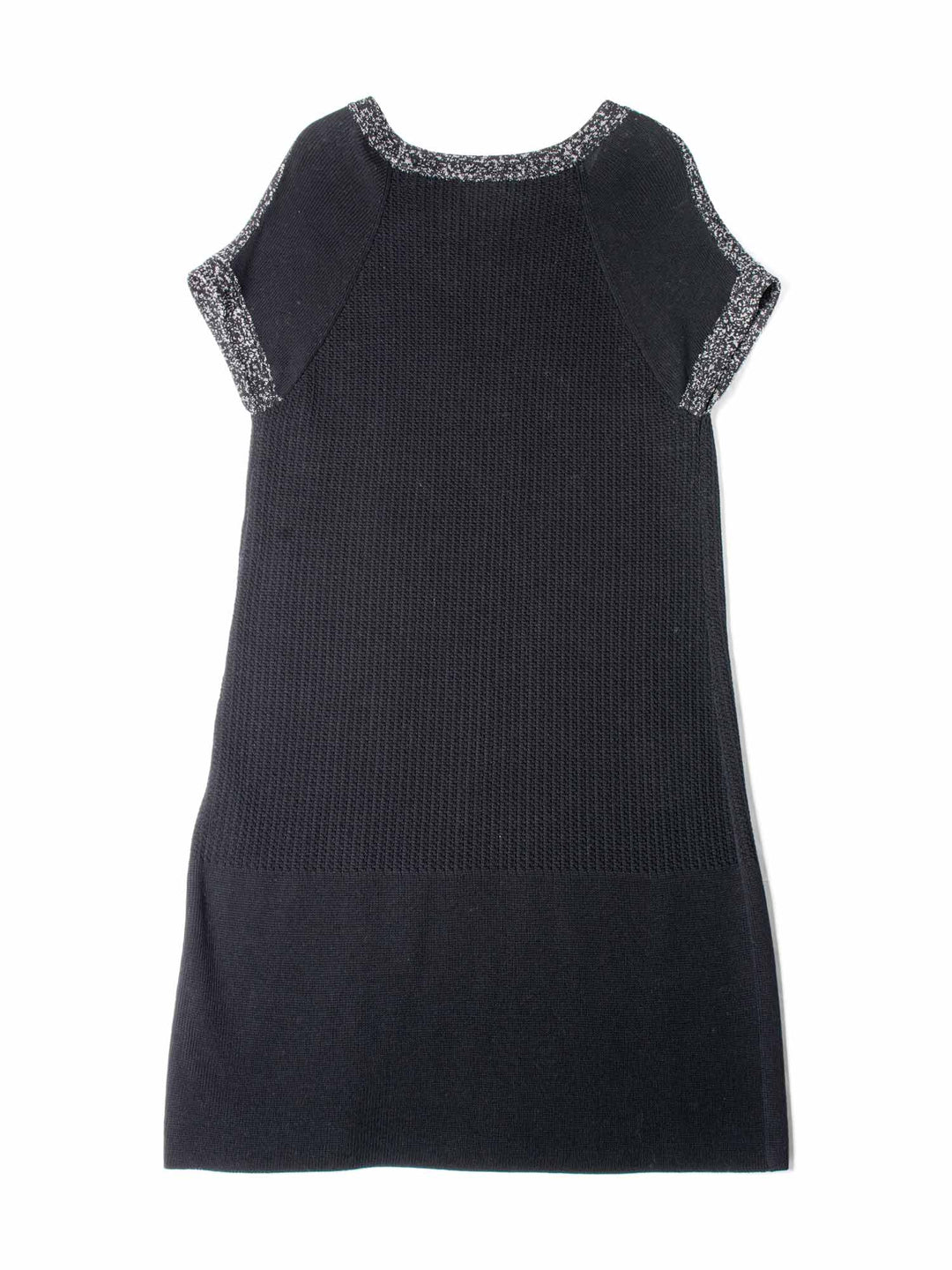 Top Quality Chanel Knit CC Logo Fringe Midi Dress Black