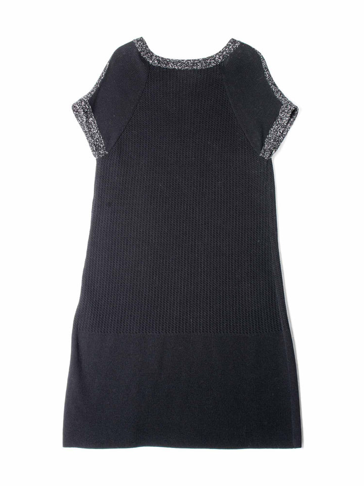 Top Quality Chanel Knit CC Logo Fringe Midi Dress Black