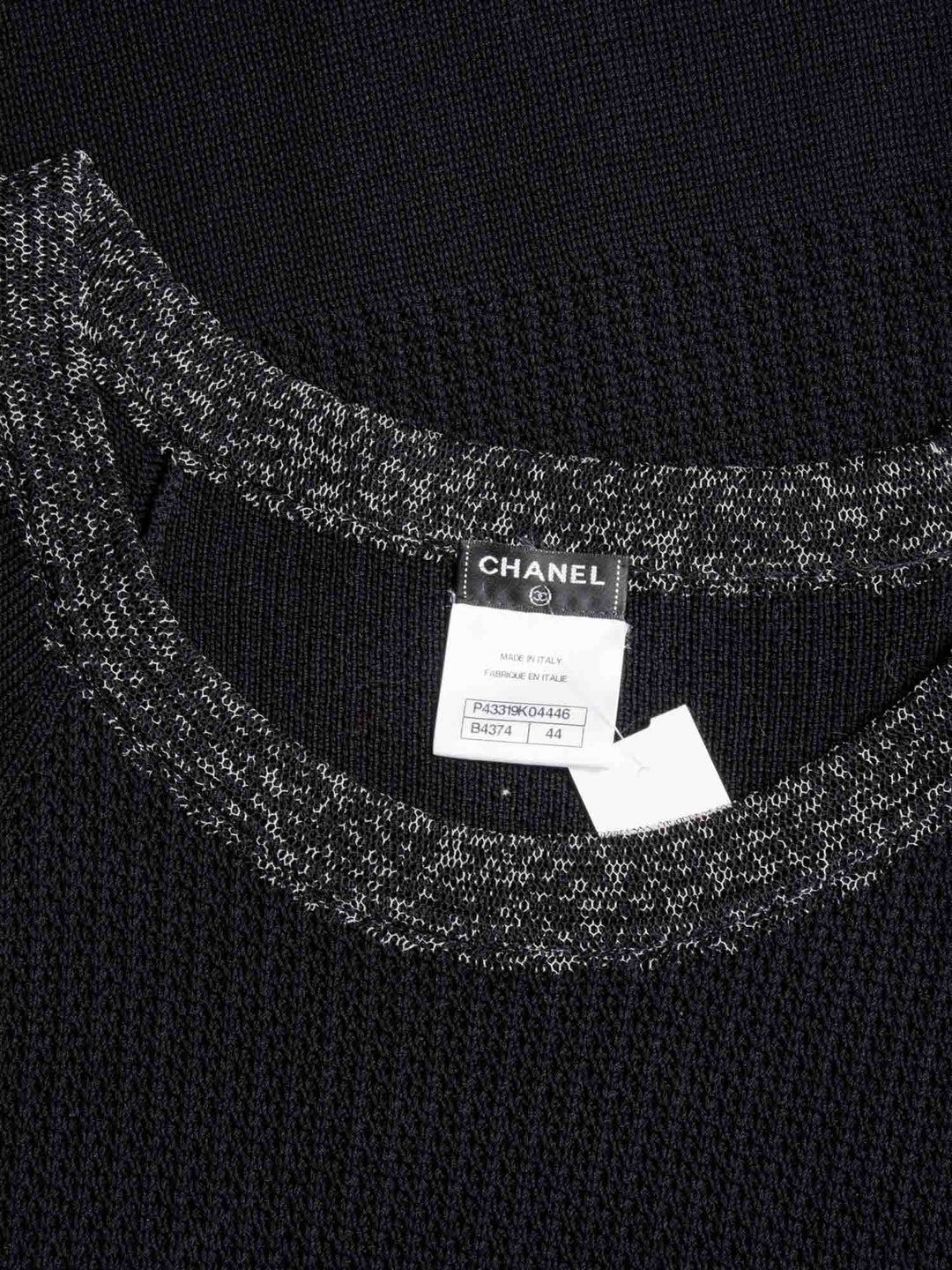 Top Quality Chanel Knit CC Logo Fringe Midi Dress Black