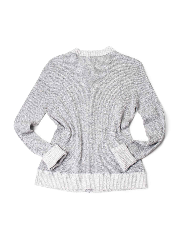 Top Quality Chanel Knit CC Logo Fringe Sparkly Cardigan Grey