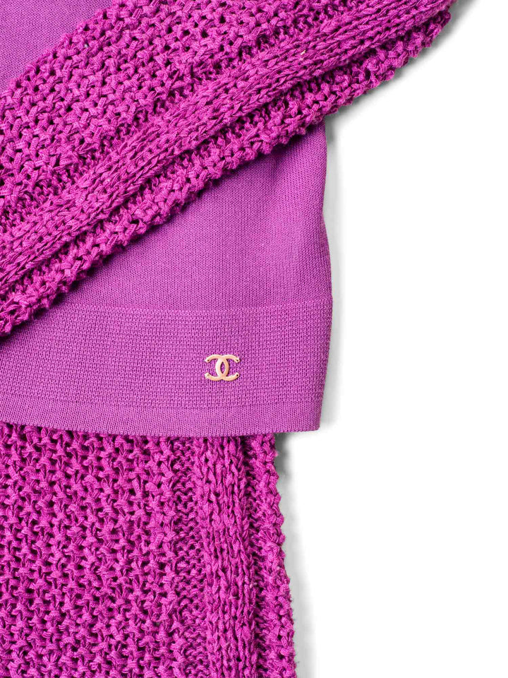 Top Quality Chanel Knit Sweater Tunic Set Purple